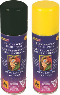 Rubies Haarverf/haarspray - 2x - geel/zwart - spuitbus - 125 ml - Carnaval/halloween