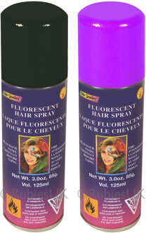 Rubies Haarverf/haarspray - 2x - paars/zwart - spuitbus - 125 ml - Carnaval/halloween