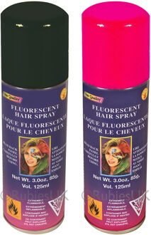 Rubies Haarverf/haarspray - 2x - roze/zwart - spuitbus - 125 ml - Carnaval/halloween