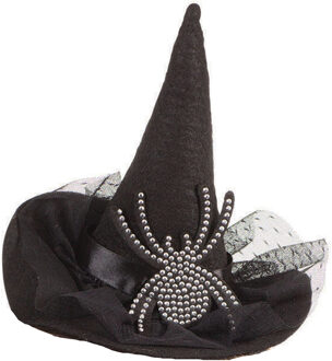 Rubies Halloween heksenhoed - mini hoedje op diadeem - one size - zwart - meisjes/dames