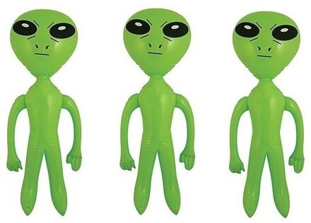 Rubies Opblaasbare groene alien figuur - 3x stuks - 64 cm - uit space/de ruimte - buitenaards leven pop