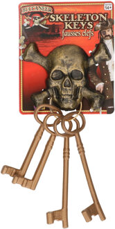 Rubies Set piraten sleutels 4x met doodshoofd - verkleed accessoires - kinderen/volwassenen Multi