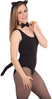 Rubies Verkleed set kat/poes - 3-delig - zwart - verkleed accessoires