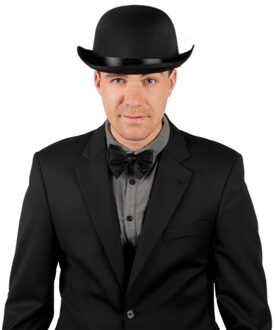 Rubies Verkleedkleding setje 2 delig - zwart - Engelse bolhoed met vlinderstrikje - voor mannen