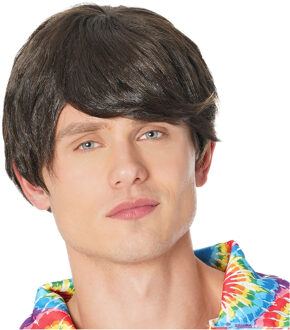 Rubies Verkleedpruik voor heren - bruin - Seventies - Carnaval - kort haar