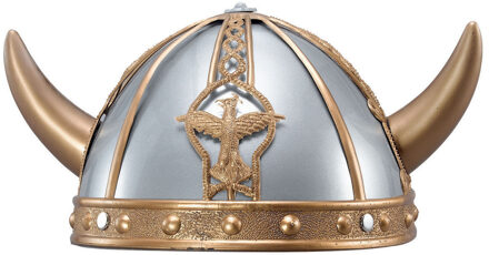 Rubies Viking verkleed helm - grijs/goud - kunststof - voor volwassenen - Verkleedhoofddeksels