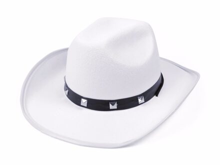 Rubies Witte cowboy verkleed hoed met studs