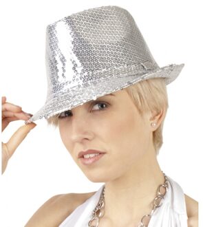 Rubies Zilveren verkleed hoedje met pailletten