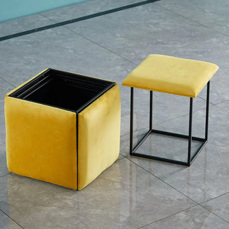 Rubik Cube Sofa Stool Dining Stool Living room Changing Shoes Stool Ottoman 5 piece Folding Stool Set 45X45X46cm Space Saving