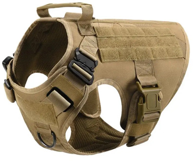 RubRab Tactical Dog Harness Vest Military Working Training Molle Vest Metal Buckles Loop Panels for Dogs with Free Bungee Leash