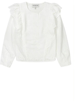 Ruche detail biologisch katoenen blouse top Munthe , White , Dames - Xl,S