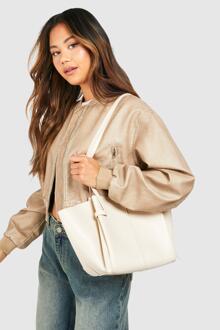 Ruched Detail Tote Bag, Cream - ONE SIZE
