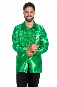 Ruchesblouse satijn groen Kevin