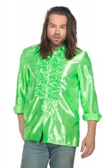 Ruchesblouse satijn neon groen