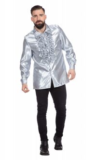 Ruchesblouse satijn zilver Zilver - Grijs