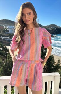 Ruffle Print Top Multicolor