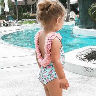 ruffles watermelon print kids baby girl swimwear one piece swimsuit children toddler girl beach bathing suits
