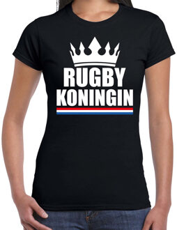 Rugby koningin t-shirt zwart dames - Sport / hobby shirts 2XL