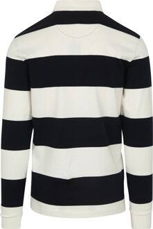 Rugby Polo Streep Navy Wit Donkerblauw - S,XXL
