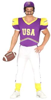 Rugbyspeler kostuum - paars/geel - heren - verkleedkleding - Carnavalskleding rugby - Sporter Multi