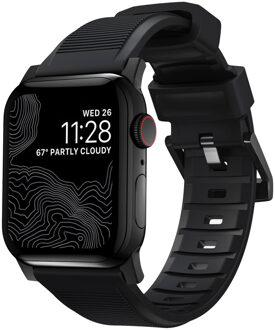 Rugged band FKM voor de Apple Watch Series 1 t/m 10 / SE / Ultra (2) (44/45/46/49 mm) - Zwart/Zwart - 49 mm