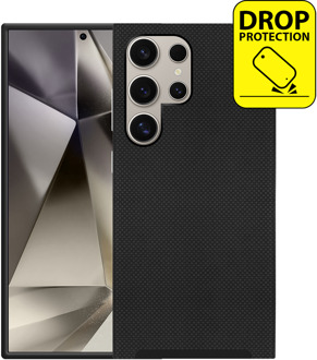 Rugged Texture TPU Hoesje - Telefoonhoesje geschikt voor Samsung Galaxy S24 Ultra - Zwart