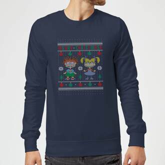 Rugrats Chuckie And Angelica - Merry Christmas Christmas Jumper - Navy - L - Navy blauw