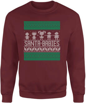 Rugrats Santa Babies Christmas Jumper - Burgundy - S Rood