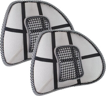 Rugsteun stoel - 2x - zwart - mesh - B40 x H39 cm - bureaustoel/autostoel