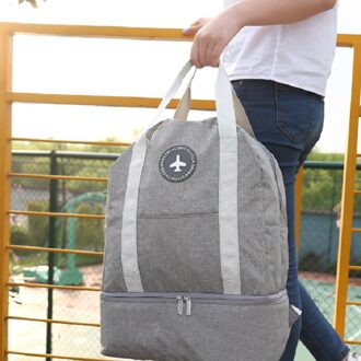 Rugzak Plunjezak, Sport Tote Sporttas, Weekend Overnachting Carryon Bag, waterdichte Grote Tote Handtas Met Schoenen Houder grijs