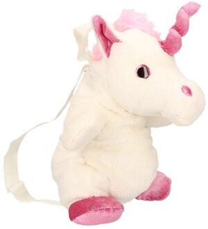 Rugzak - unicorn - Wit - zachte pluche - 33 x 18 cm - eenhoorn