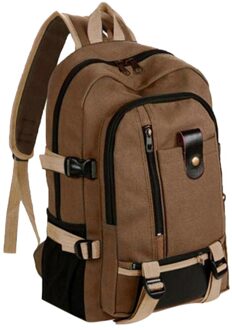 Rugzak Unisex Vrouwen Mode Eenvoudige Dubbele Schouder Canvas Rugzak Schooltas Reizen Multifunctionele Zakken # Bruin