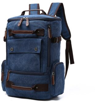 Rugzak Vintage Canvas Rugzak Mannen Reizen Schooltassen Grote Capaciteit Rugzak Laptop Rugzak Sac A Dos Homme Mochilas Mannen Blauw