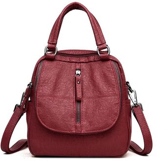 Rugzak Vrouwen Pu Leer Vrouwelijke Schoudertas Mochila Feminina Mochilas Mujer rood