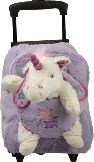 Rugzaktrolley kinderkoffer - pluche eenhoorn knuffel - kunststof/polyester - 35 x 25 x 13 cm Lila