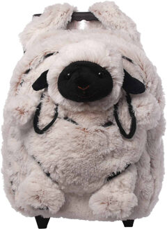 Rugzaktrolley kinderkoffer - pluche schaap knuffel - kunststof/polyester - 35 x 25 x 13 cm