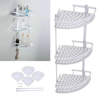Ruimte Aluminium 3 Lagen Badkamer Douche Plank Muur Gemonteerde Opslag Rack Organizer