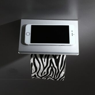 Ruimte Aluminium Houder Tissue Rollen Opslag Plank Wandmontage Mobiele Telefoon Opslag Rack Badkamer Accessoires (Zwart afbeelding 1