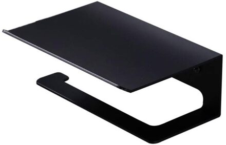 Ruimte Aluminium Houder Tissue Rollen Opslag Plank Wandmontage Mobiele Telefoon Opslag Rack Badkamer Accessoires (Zwart