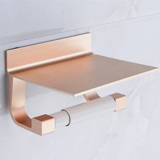 Ruimte Aluminium Toiletrolhouder Met Telefoon Plank Badkamer Weefsel Houder Toiletrolhouder Rolhouder Wandmontage Tissue Dozen goud