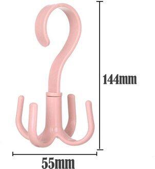 Ruimtebesparend Bag Holder Bag Hanger Kasten Kledingrek Graden Rotatie Schoenen Riem Sjaal Opknoping Rack Keuken Pot Pan Hanger roze
