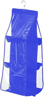 Ruimtebesparend Bag Organizer Kledingkast Opknoping 3-Layer 6-Zak Opbergtas Ondergoed blauw