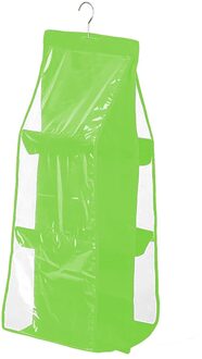 Ruimtebesparend Bag Organizer Kledingkast Opknoping 3-Layer 6-Zak Opbergtas Ondergoed groen