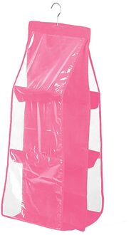 Ruimtebesparend Bag Organizer Kledingkast Opknoping 3-Layer 6-Zak Opbergtas Ondergoed roze