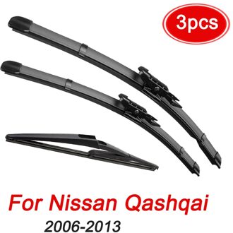 Ruitenwisser Voor & Achter Wisserbladen Set Voor Nissan Qashqai J10 2006 2007 Voorruit ruitenwisser 24 "+ 15" 12" links hand- drive