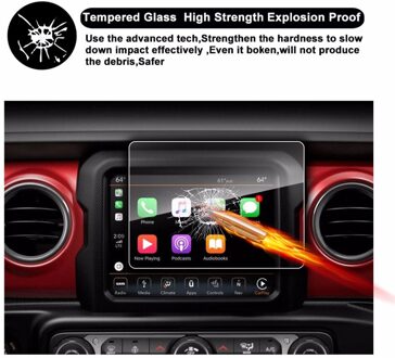 Ruiya Screen Protector Wrangler Jl Uconnect 8.4Inch Auto Navigatie Display, 9H Gehard Glas Continue Bescherming Screen