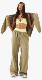 Run Club Bedrukte Joggingbroek Met Rechte Pijpen, Khaki