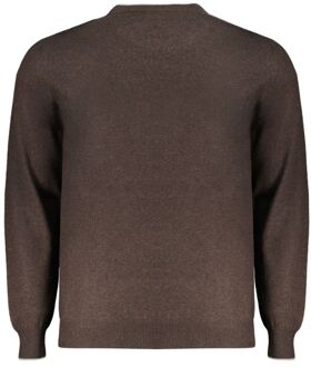 Rundhals Trui Bruin Melange Grijs - S