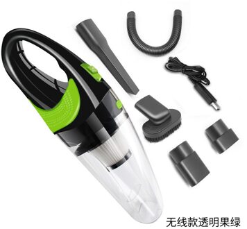 Rundong Draadloze Auto Cleaner Usb-oplaadkabel Stofzuiger Auto Thuis Dual Purpose Stofzuiger R-6054 transparant groen