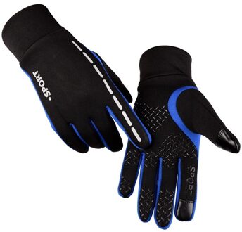 Running Fiets Volledige Vinger Handschoenen Winddicht Winter Handschoenen Outdoor Sport Touch Screen Fitness Wandelen Handschoen Blauw / M